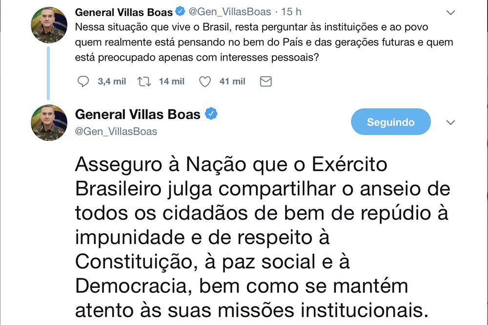 Comandante do Exército repudia impunidade Comandante do Exército repudia impunidade