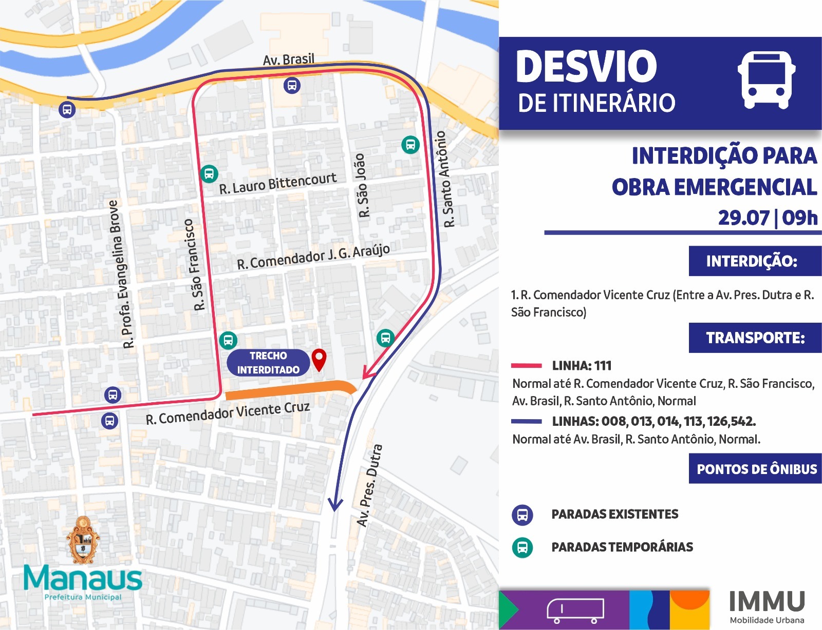 Interdi&ccedil;&atilde;o em via altera tr&acirc;nsito no bairro Santo Ant&ocirc;nio